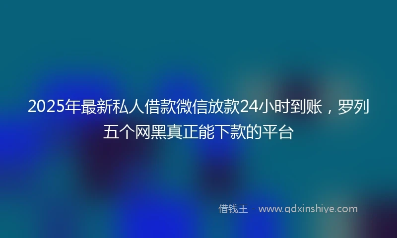 2025年最新私人借款微信放款24小时到账，罗列五个网黑真正能下款的平台