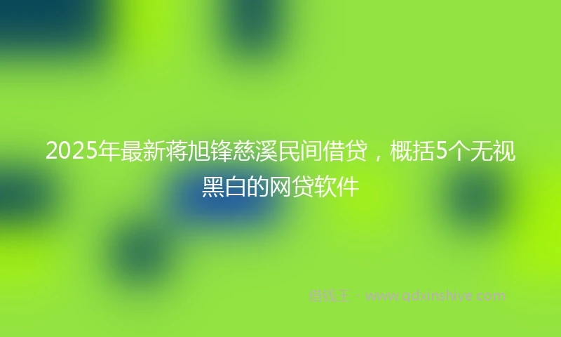 2025年最新蒋旭锋慈溪民间借贷，概括5个无视黑白的网贷软件