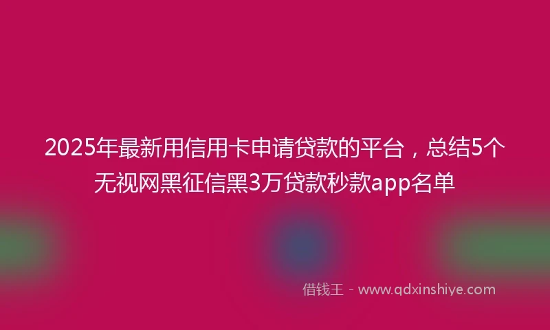 2025年最新用信用卡申请贷款的平台，总结5个无视网黑征信黑3万贷款秒款app名单