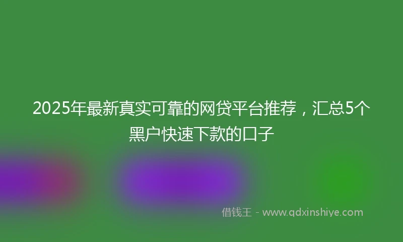2025年最新真实可靠的网贷平台推荐，汇总5个黑户快速下款的口子