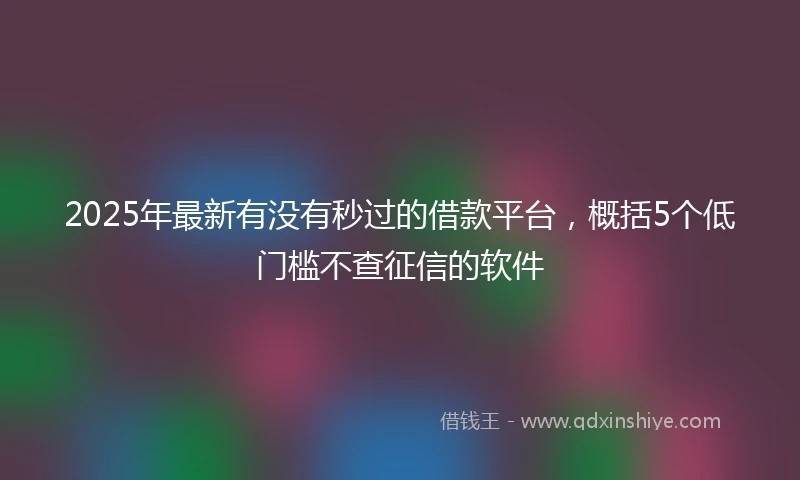 2025年最新有没有秒过的借款平台，概括5个低门槛不查征信的软件