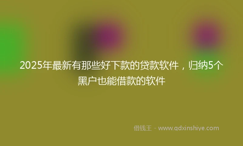 2025年最新有那些好下款的贷款软件，归纳5个黑户也能借款的软件