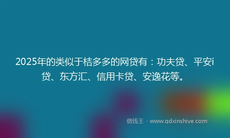 2025年的类似于桔多多的网贷有：功夫贷、平安i贷、东方汇、信用卡贷、安逸花等。