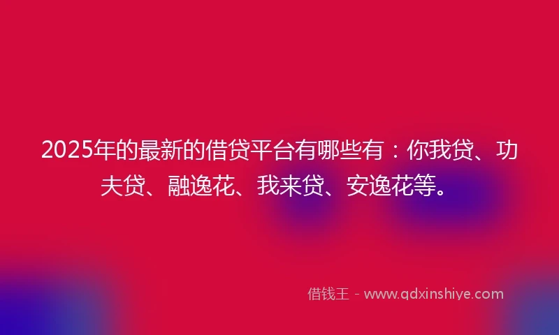 2025年的最新的借贷平台有哪些有：你我贷、功夫贷、融逸花、我来贷、安逸花等。