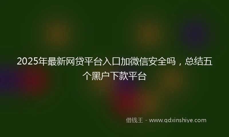 2025年最新网贷平台入口加微信安全吗，总结五个黑户下款平台