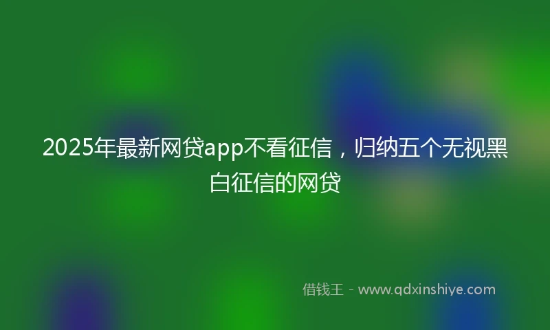 2025年最新网贷app不看征信，归纳五个无视黑白征信的网贷