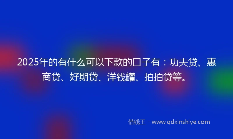 2025年的有什么可以下款的口子有：功夫贷、惠商贷、好期贷、洋钱罐、拍拍贷等。