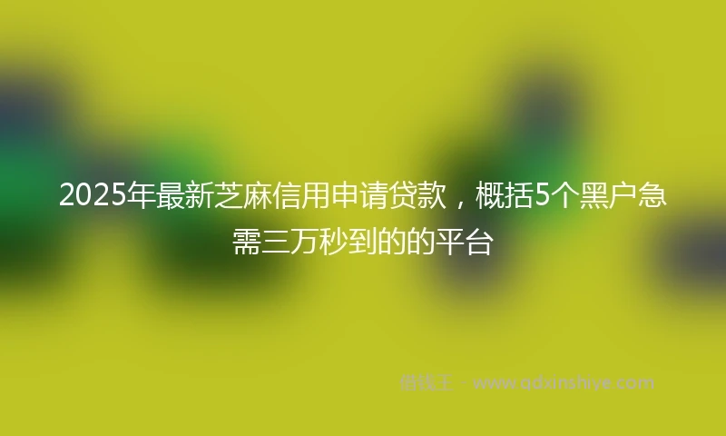 2025年最新芝麻信用申请贷款，概括5个黑户急需三万秒到的的平台