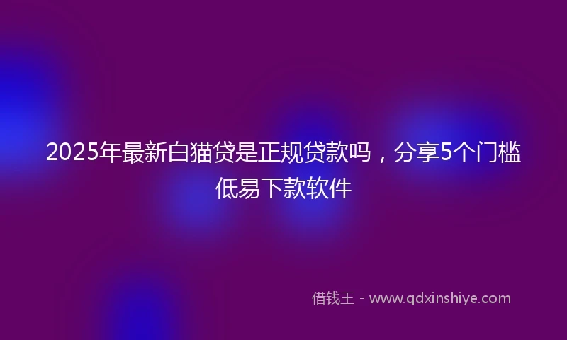 2025年最新白猫贷是正规贷款吗，分享5个门槛低易下款软件