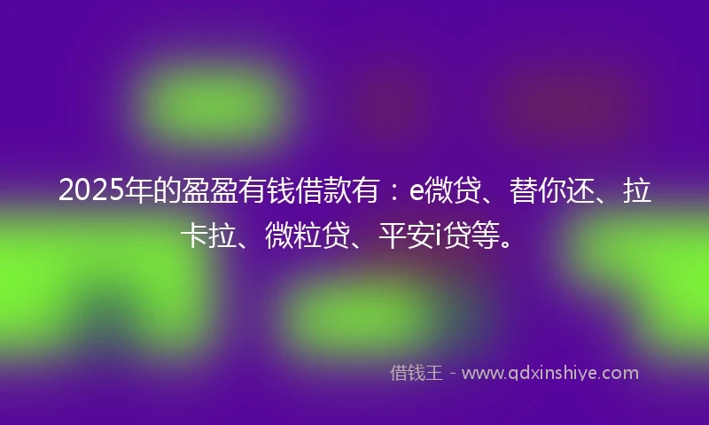 2025年的盈盈有钱借款有：e微贷、替你还、拉卡拉、微粒贷、平安i贷等。