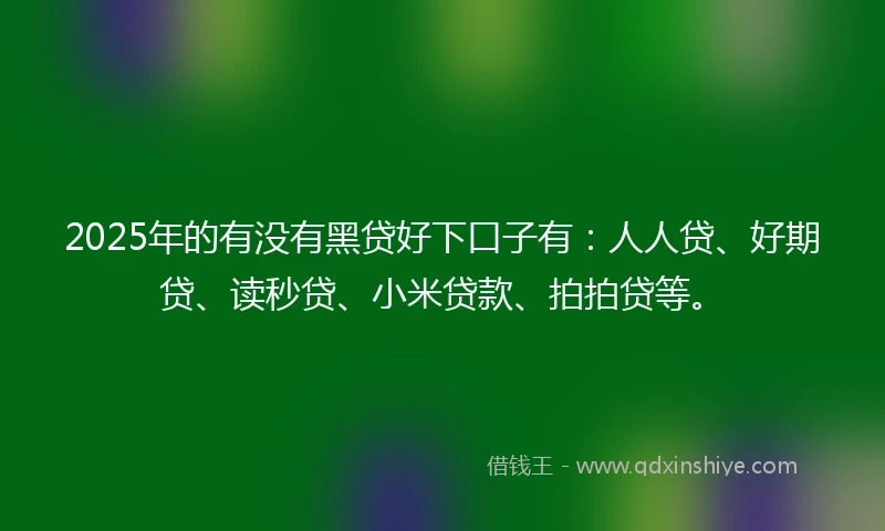 2025年的有没有黑贷好下口子有：人人贷、好期贷、读秒贷、小米贷款、拍拍贷等。