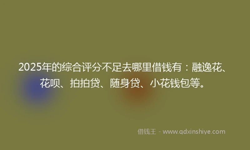 2025年的综合评分不足去哪里借钱有：融逸花、花呗、拍拍贷、随身贷、小花钱包等。