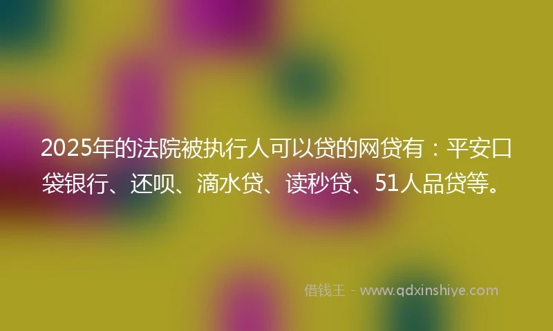2025年的法院被执行人可以贷的网贷有：平安口袋银行、还呗、滴水贷、读秒贷、51人品贷等。