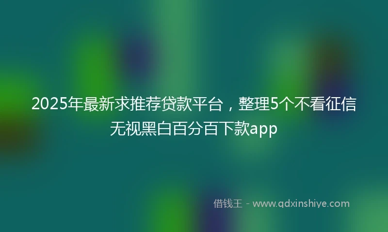 2025年最新求推荐贷款平台，整理5个不看征信无视黑白百分百下款app