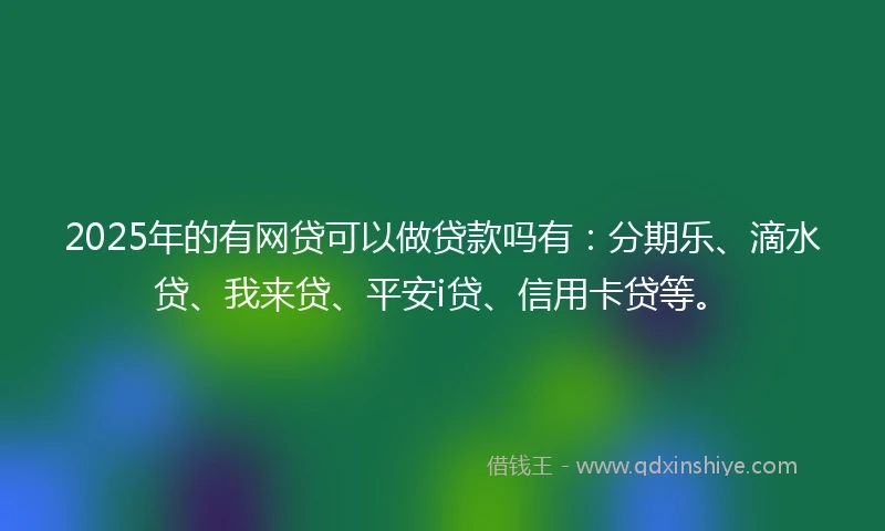 2025年的有网贷可以做贷款吗有:分期乐、滴水贷、我来贷、平安i贷、信用卡贷等。