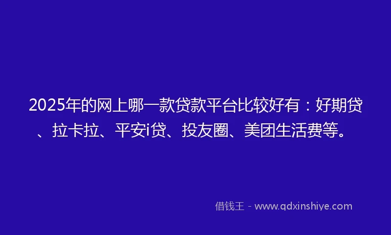 2025年的网上哪一款贷款平台比较好有：好期贷、拉卡拉、平安i贷、投友圈、美团生活费等。