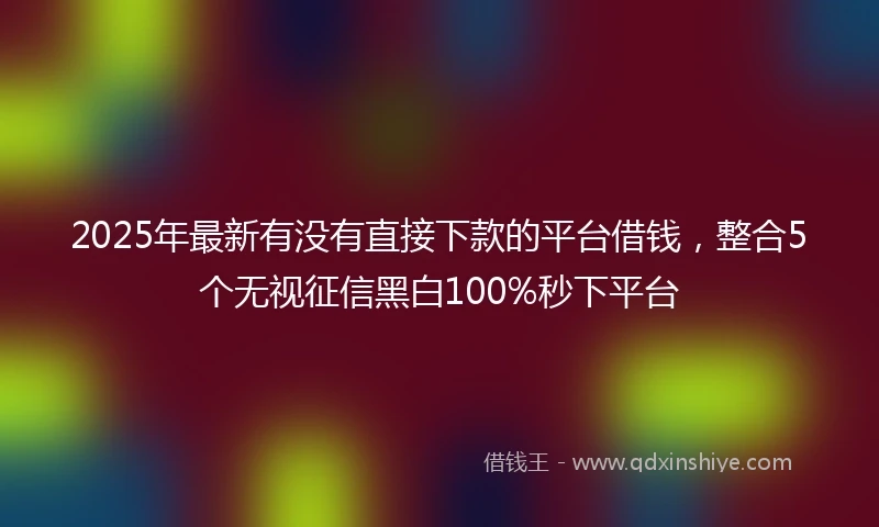 2025年最新有没有直接下款的平台借钱，整合5个无视征信黑白100%秒下平台