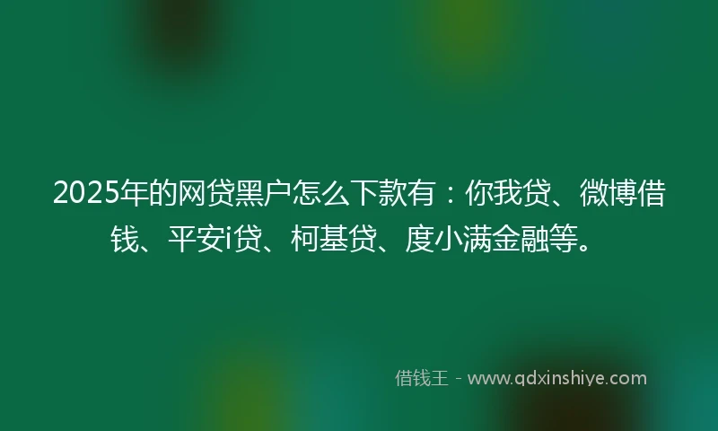2025年的网贷黑户怎么下款有：你我贷、微博借钱、平安i贷、柯基贷、度小满金融等。