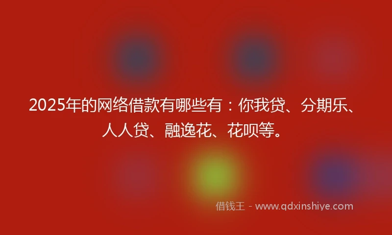 2025年的网络借款有哪些有：你我贷、分期乐、人人贷、融逸花、花呗等。