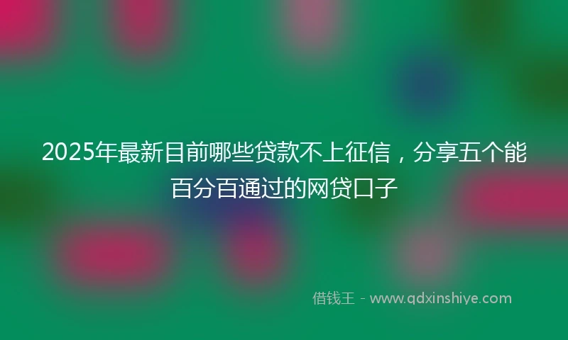2025年最新目前哪些贷款不上征信，分享五个能百分百通过的网贷口子