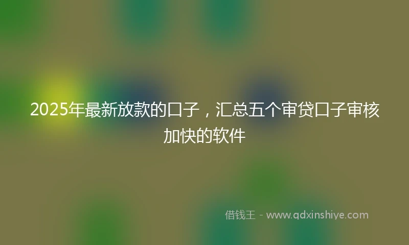 2025年最新放款的口子，汇总五个审贷口子审核加快的软件