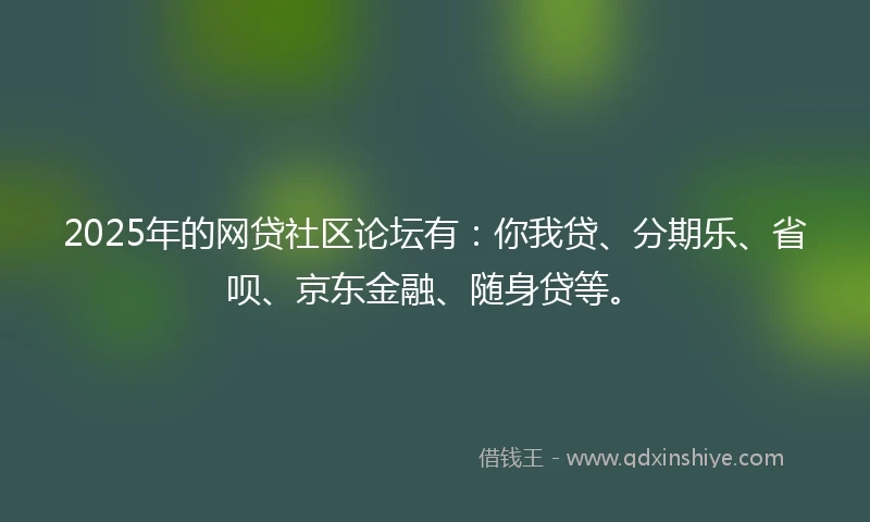 2025年的网贷社区论坛有：你我贷、分期乐、省呗、京东金融、随身贷等。