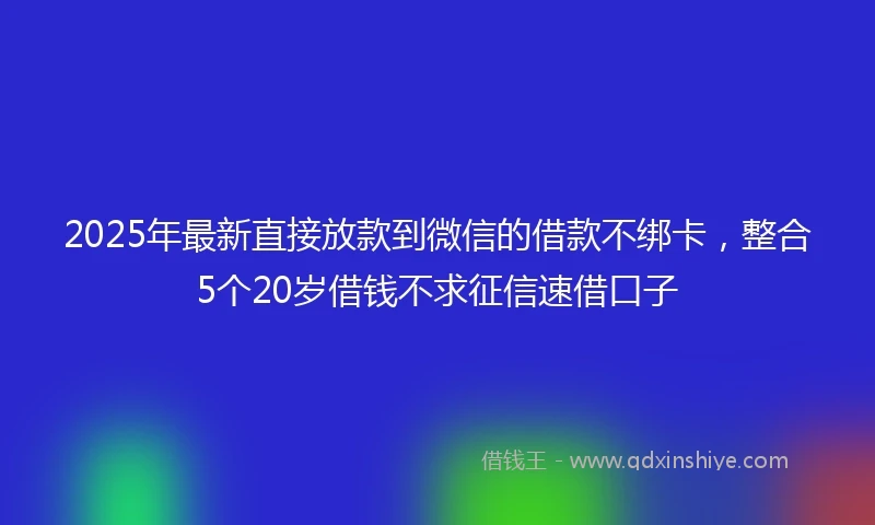 2025年最新直接放款到微信的借款不绑卡，整合5个20岁借钱不求征信速借口子