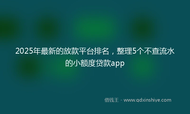 2025年最新的放款平台排名，整理5个不查流水的小额度贷款app