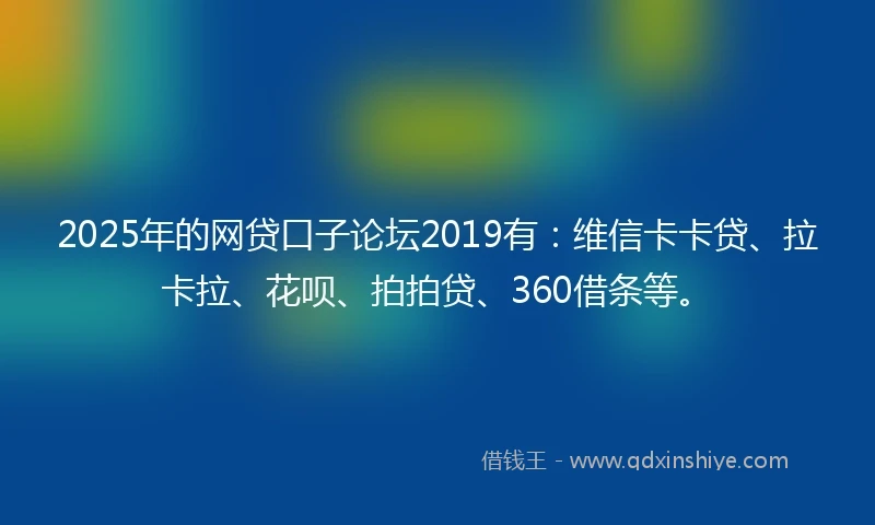 2025年的网贷口子论坛2019有：维信卡卡贷、拉卡拉、花呗、拍拍贷、360借条等。