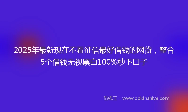 2025年最新现在不看征信最好借钱的网贷，整合5个借钱无视黑白100%秒下口子