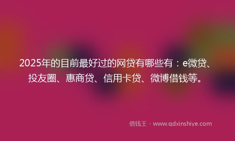 2025年的目前最好过的网贷有哪些有：e微贷、投友圈、惠商贷、信用卡贷、微博借钱等。