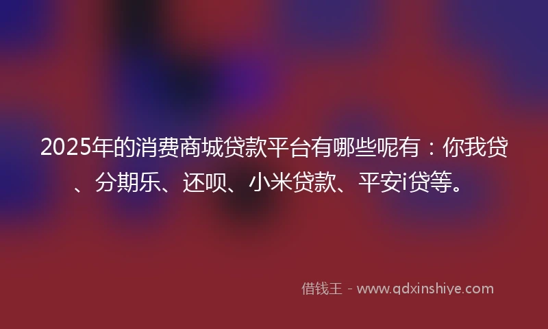 2025年的消费商城贷款平台有哪些呢有：你我贷、分期乐、还呗、小米贷款、平安i贷等。