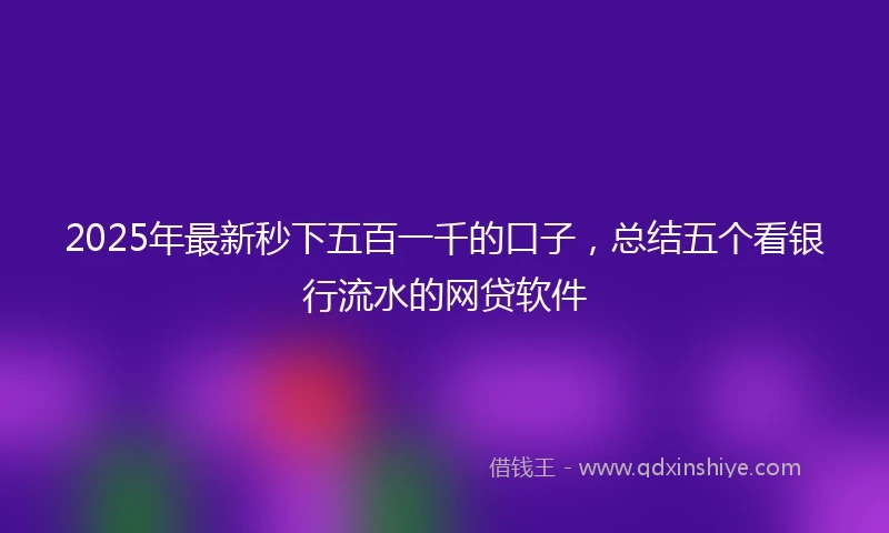 2025年最新秒下五百一千的口子，总结五个看银行流水的网贷软件