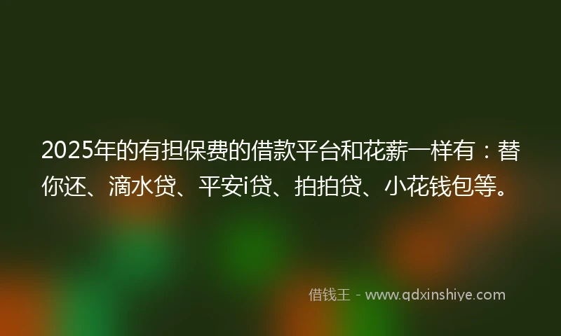 2025年的有担保费的借款平台和花薪一样有：替你还、滴水贷、平安i贷、拍拍贷、小花钱包等。