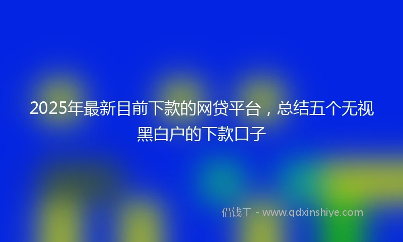 2025年最新目前下款的网贷平台，总结五个无视黑白户的下款口子