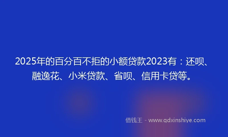 2025年的百分百不拒的小额贷款2023有：还呗、融逸花、小米贷款、省呗、信用卡贷等。