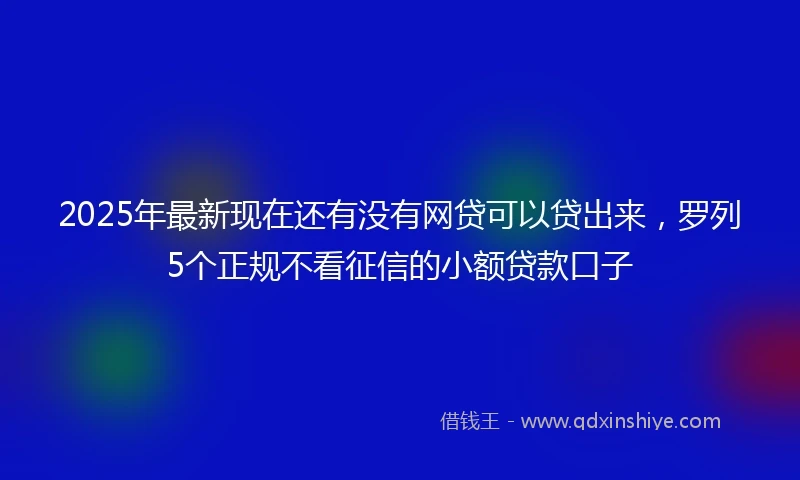 2025年最新现在还有没有网贷可以贷出来，罗列5个正规不看征信的小额贷款口子
