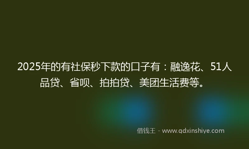 2025年的有社保秒下款的口子有：融逸花、51人品贷、省呗、拍拍贷、美团生活费等。