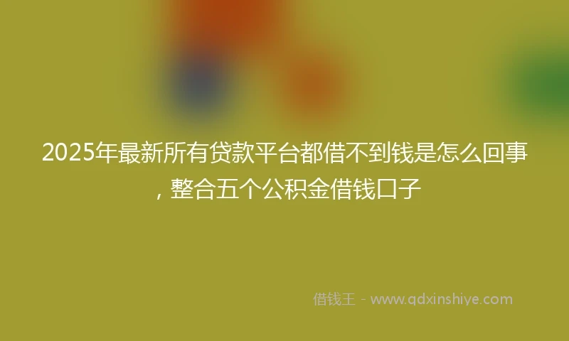 2025年最新所有贷款平台都借不到钱是怎么回事，整合五个公积金借钱口子