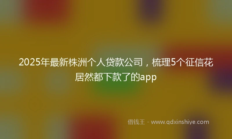 2025年最新株洲个人贷款公司，梳理5个征信花居然都下款了的app