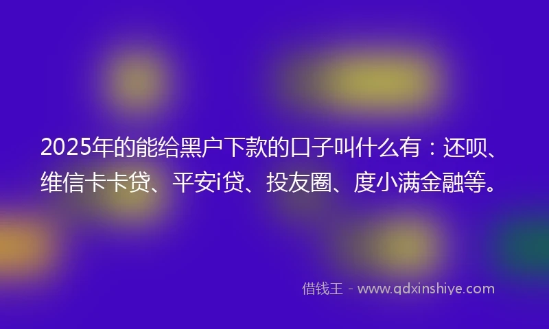 2025年的能给黑户下款的口子叫什么有：还呗、维信卡卡贷、平安i贷、投友圈、度小满金融等。