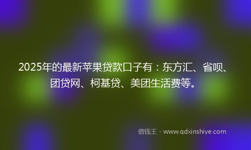 2025年的最新苹果贷款口子有：东方汇、省呗、团贷网、柯基贷、美团生活费等。