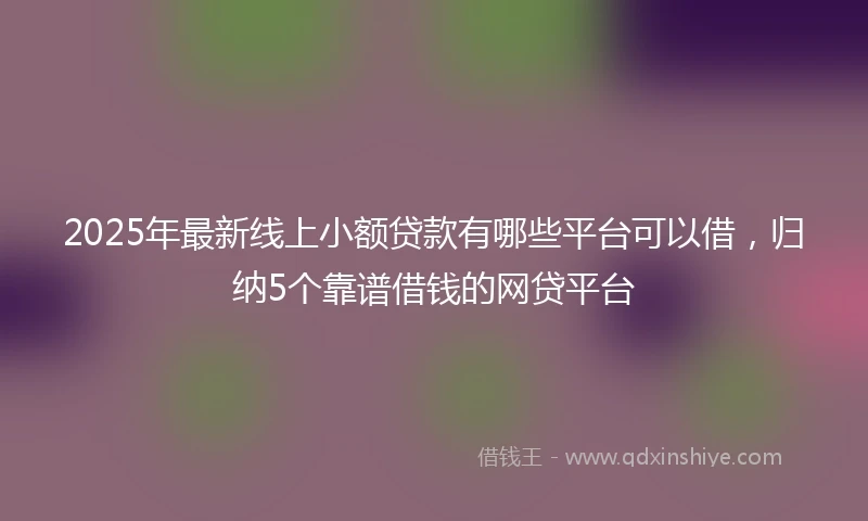 2025年最新线上小额贷款有哪些平台可以借，归纳5个靠谱借钱的网贷平台