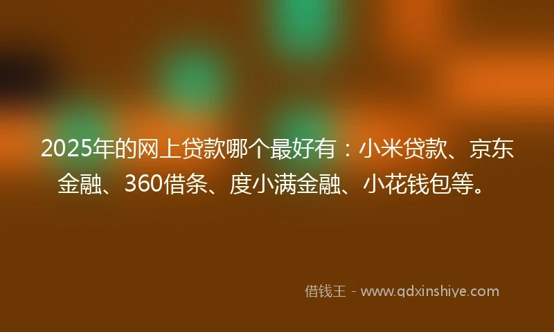 2025年的网上贷款哪个最好有：小米贷款、京东金融、360借条、度小满金融、小花钱包等。
