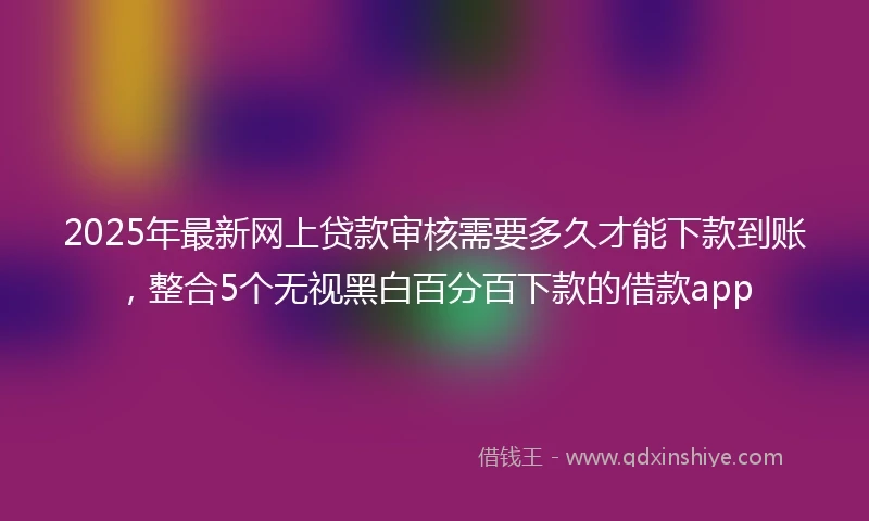 2025年最新网上贷款审核需要多久才能下款到账，整合5个无视黑白百分百下款的借款app