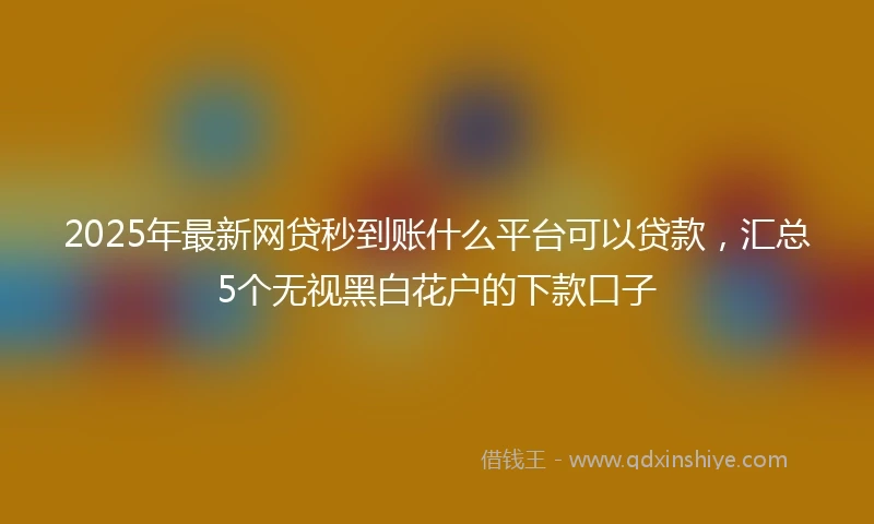 2025年最新网贷秒到账什么平台可以贷款，汇总5个无视黑白花户的下款口子