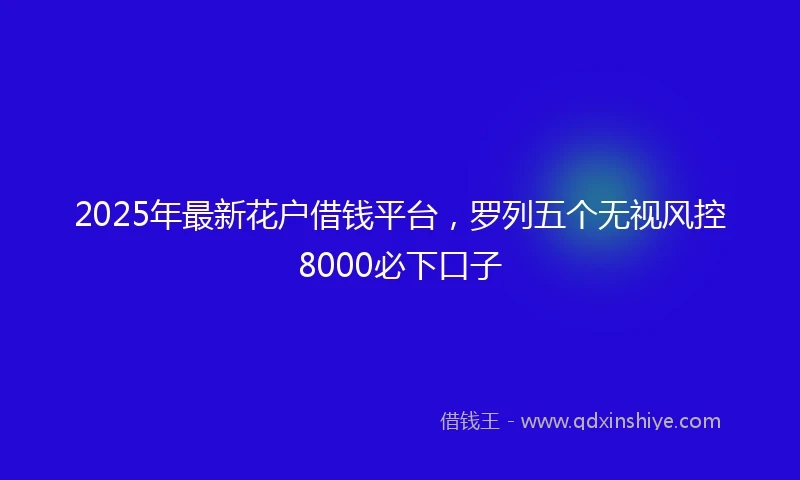 2025年最新花户借钱平台，罗列五个无视风控8000必下口子