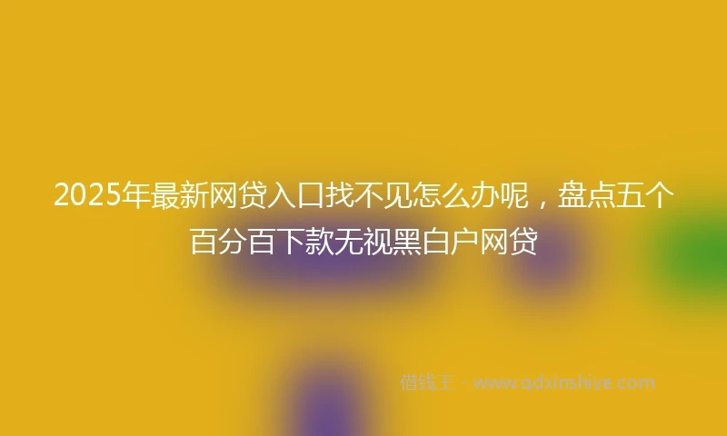 2025年最新网贷入口找不见怎么办呢，盘点五个百分百下款无视黑白户网贷