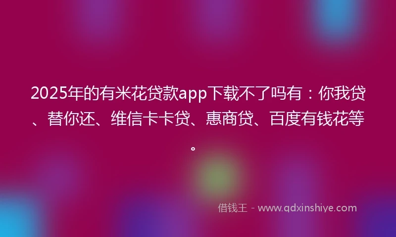 2025年的有米花贷款app下载不了吗有：你我贷、替你还、维信卡卡贷、惠商贷、百度有钱花等。
