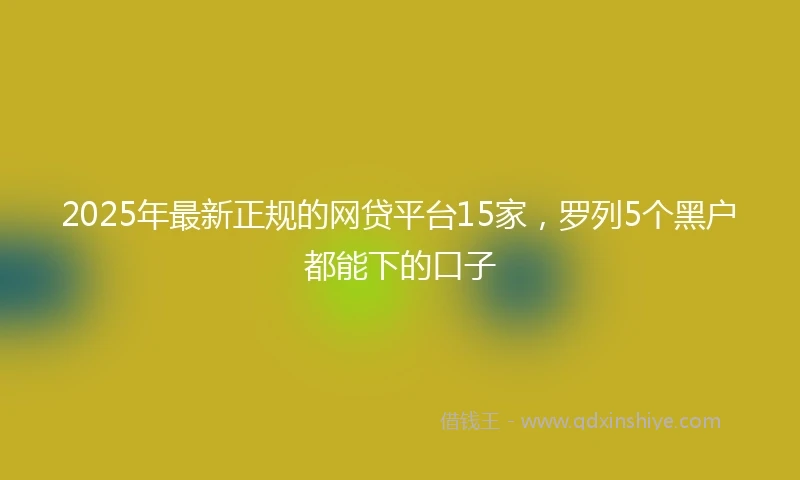 2025年最新正规的网贷平台15家，罗列5个黑户都能下的口子